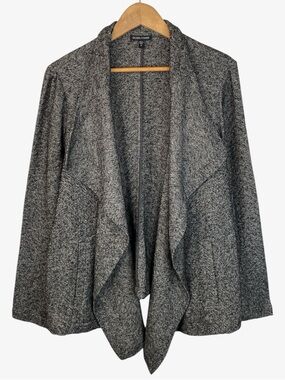EILEEN FISHER Waterfall Cardigan Textured Jacket - Gray/Black Marled - Size M